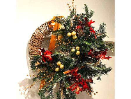 Gold & Red Holiday Wreath Online now