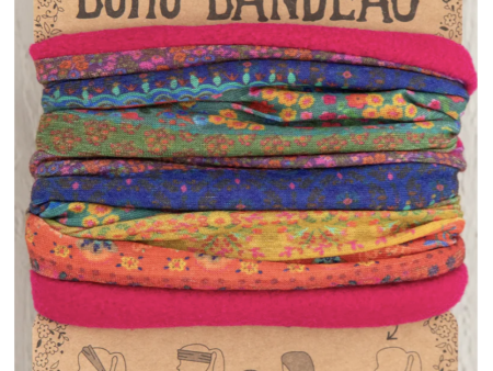 Boho Bandeau - Fleece Rainbow Border Online Hot Sale