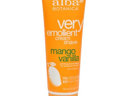 Alba Botanica Very Emollient Cream Shave Mango Vanilla - 8 Oz For Discount