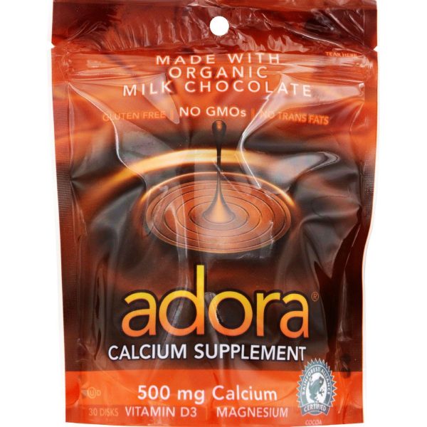 Adora Calcium Supplement Disk - Organic - Milk Chocolate - 30 Ct - 1 Case Supply