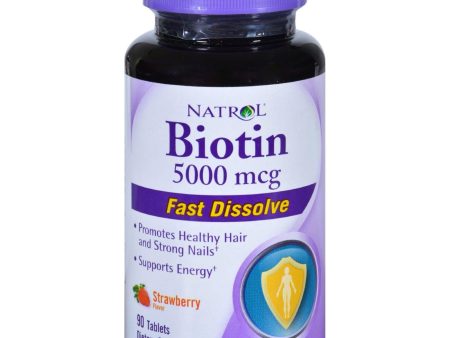 Natrol Biotin - Fast Dissolve - Strawberry - 5000 Mcg - 90 Tablets Online now