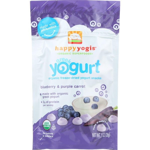 Happyyogis Yogurt Snacks - Organic - Freeze-dried - Greek - Babies And Toddlers - Blueberry And Purple Carrot - 1 Oz - Case Of 8 Fashion