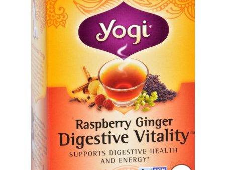 Yogi Tea - Organic - Raspberry Ginger Digestive Vitality - 16 Bags - 1 Case Sale