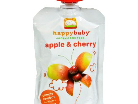 Happy Baby Organic Baby Food Stage 2 Apple And Cherry - 3.5 Oz - Case Of 16 Fashion