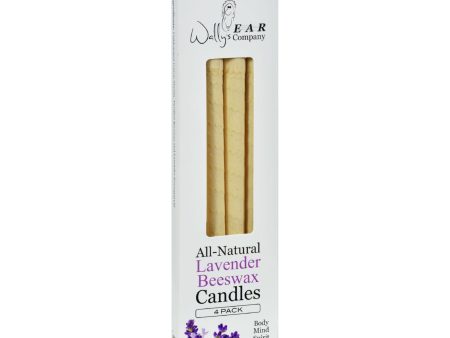 Wally s Natural Products Beeswax Candles - Lavender - 4 Pack Online now