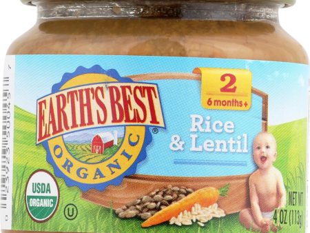 Earth s Best Organic Rice And Lentil Dinner Baby Food - Stage 2 - Case Of 12 - 4 Oz. on Sale