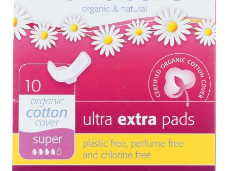 Natracare  Ultra Extra Pads W-wings - Super - 10 Count Online Hot Sale