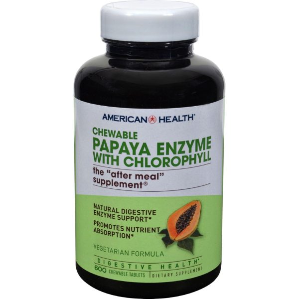 American Health Papaya Enzyme With Chlorophyll Chewable - 600 Chewable Tablets For Sale