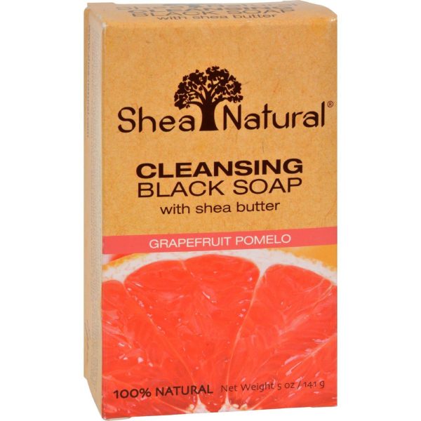 Shea Natural Black Soap - Shea Butter Cleansing Grapefruit Pomelo - 5 Oz Supply