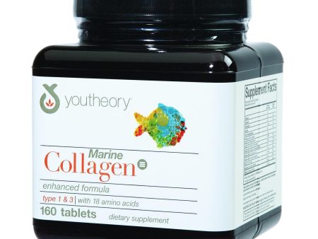 Youtheory Marine Collagen - Type 1 And 3 - Advanced Formula - 160 Tablets Sale