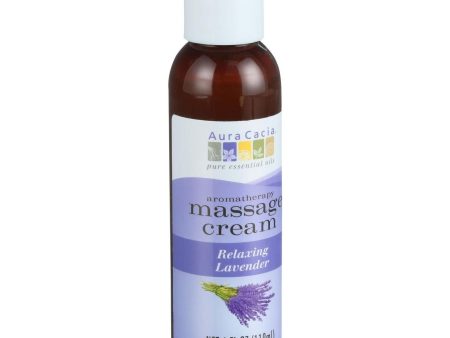 Aura Cacia Aromatherapy Massage Cream - Lavender - 4 Oz Supply