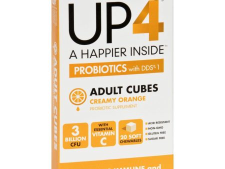 Up4 Probiotics Probiotic Supplement - Adult Cubes - Creamy Orange - 20 Chews - Case Of 8 Online Hot Sale