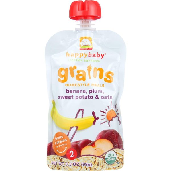 Happy Baby Baby Food - Organic - Homestyle Meals - Stage 2 - Bananas Plums Sweet Potato And Oats - 3.5 Oz - Case Of 16 Fashion