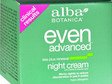 Alba Botanica Natural Even Advanced Sea Plus Renewal Night Cream - 2 Oz Discount