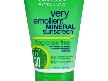 Alba Botanica Very Emollient Natural Sunscreen Mineral Protection Fragrance Free Spf 30 - 4 Oz Online