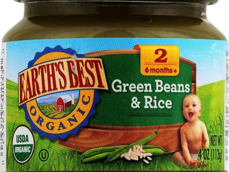 Earth s Best Organic Green Beans And Brown Rice Baby Food - Stage 2 - Case Of 12 - 4 Oz. For Discount