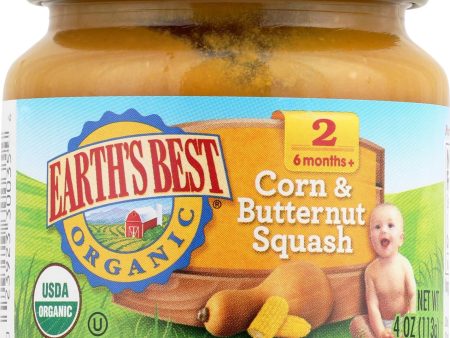 Earth s Best Organic Corn And Butternut Squash Baby Food - Stage 2 - Case Of 12 - 4 Oz. For Sale