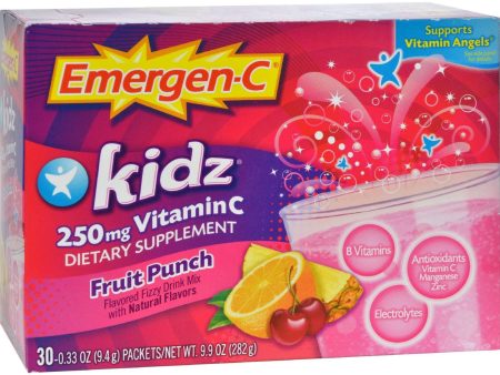 Alacer Emergen-c Kidz Vitamin C Fizzy Drink Mix Fruit Punch - 250 Mg - 30 Packets Hot on Sale