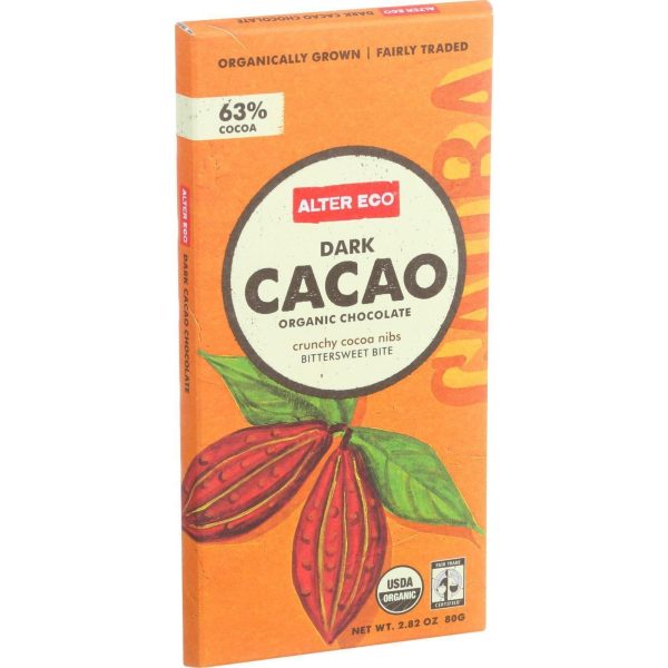 Alter Eco Americas Organic Chocolate Bar - Dark Cacao - 2.82 Oz Bars - Case Of 12 For Discount